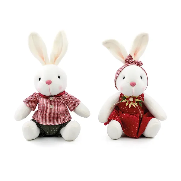 Coelho Decorativo de Tecido Sentado Listras Sortido Pasquali 32cm - 2 Un