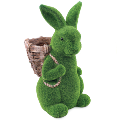 Coelho Decorativo de Tecido Grama com Cesta Mesh 36x19cm - 1 Un