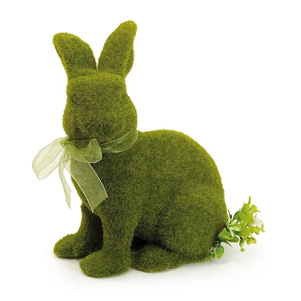 Coelho Decorativo de Tecido com Laço Verde Mesh 22cm - 2 Un
