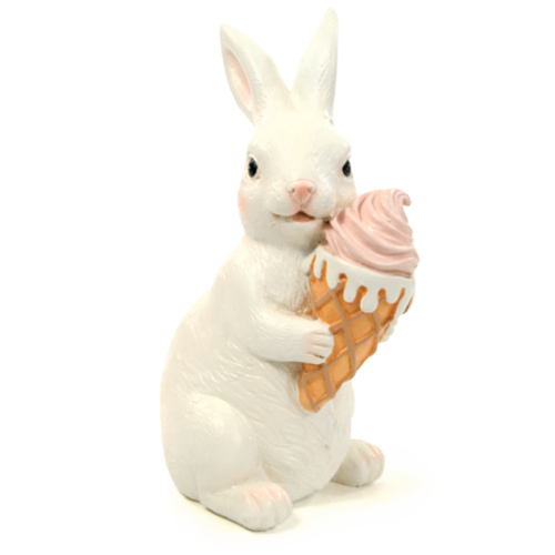 Coelho Decorativo de Resina com Sorvete Pastries 25,5cm - 1 Un