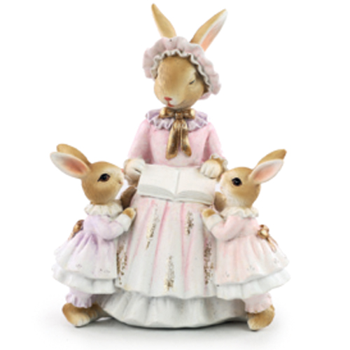 Coelho Decorativo de Resina com Filhotes La Belle 18,5cm - 1 Un