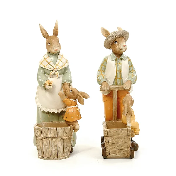 Coelho Decorativo de Resina com Filhotes Breeze 23cm Sortido - 2 Un