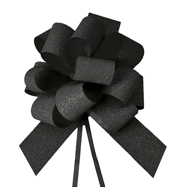 Laço Pronto Glitter 30mm Liso Preto - 10 Un
