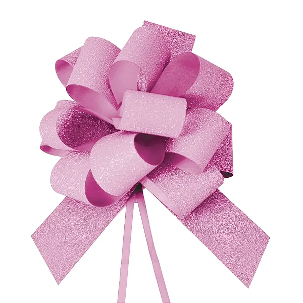 Laço Pronto Glitter 30mm Liso Pink - 10 Un