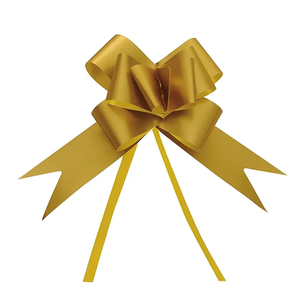 Laço Pronto Acetinado 50mm Liso Ouro - 100 Un