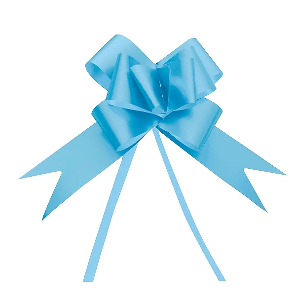 Laço Pronto Acetinado 50mm Liso Azul Claro - 100 Un