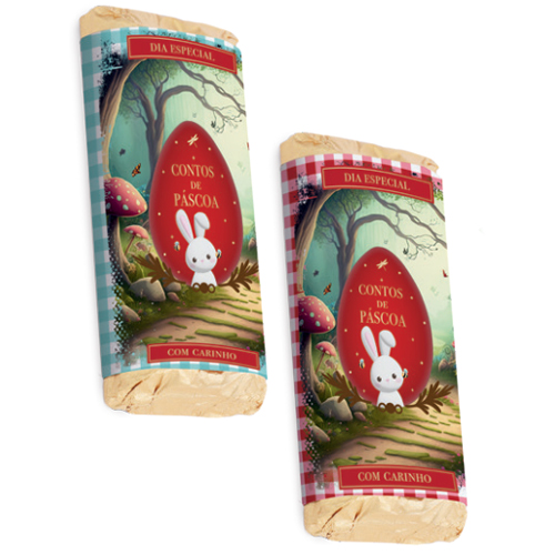 Kit Embalagem com Cinta Contos de Páscoa Composê para Tablete 150g - 10 Un