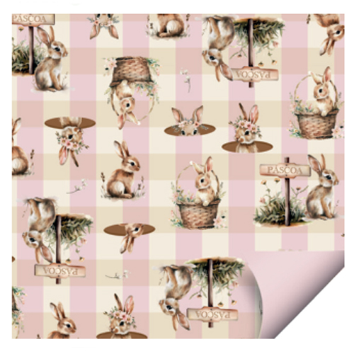 Folha Poli Perolada Dupla Face Doce Páscoa Rosa 69x89cm - 25 Un
