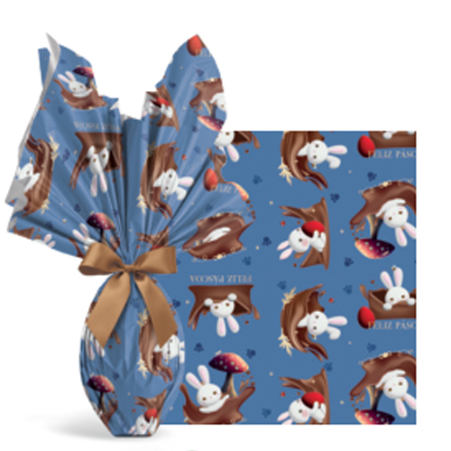 Folha Poli Metalizado Contos de Páscoa Azul 69x89cm - 100 Un