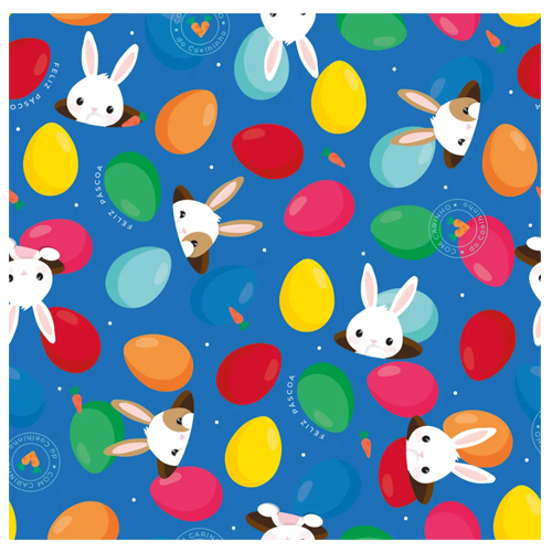 Folha Poli Coelho Sai da Toca Azul 69x89cm - 100 Un