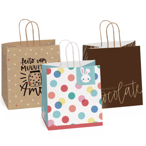 Sacola de Papel Para 1 Meio Ovo 350g 27,5x22x16cm Sortido - 10 Un