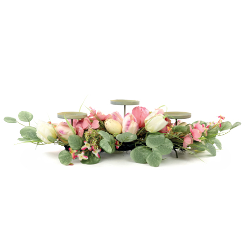 Porta Vela com Flores e Ovos Fondant 68x24x12cm - 1 Un