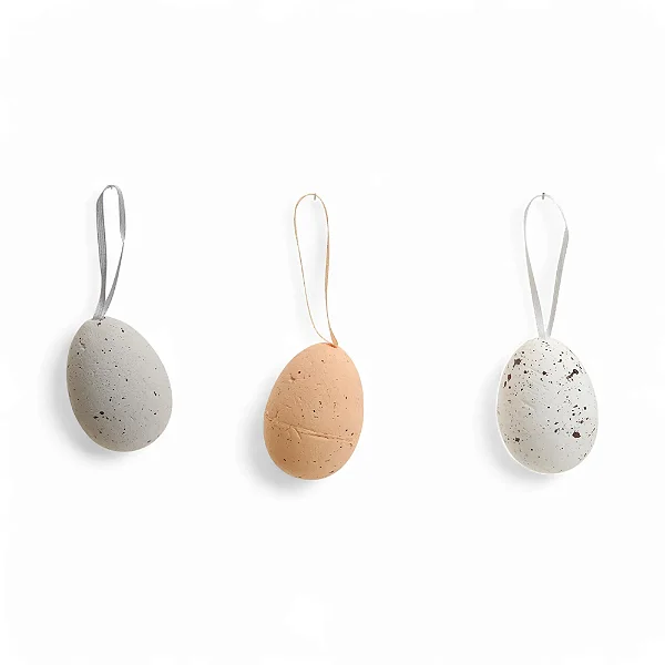 Ovos Decorativos Cinza/Laranja/Branco 7x5x5cm - 6 Un