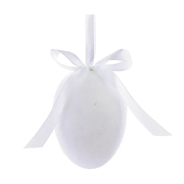 Ovo Decorativo Para Pendurar Flocado Branco Flocked 12,5cm - 1 Un