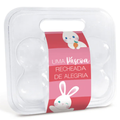 Maleta Para 6 Ovos Transparente com Cinta 16,5x15,3x6,8cm Lilica - 10 Un
