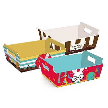 Cesta de Cartão Páscoa Sortido M 22x15x9 9x15x22cm - 10 Un