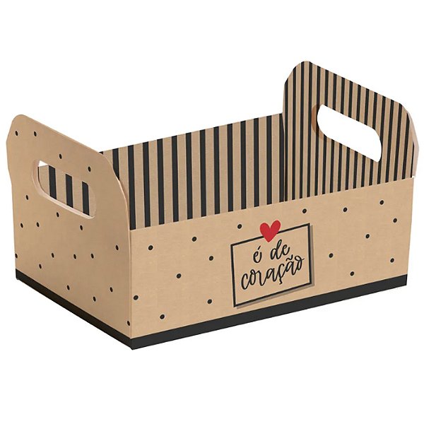 Caixote de Papel É de Coração M 22x15x8cm - 10 Un