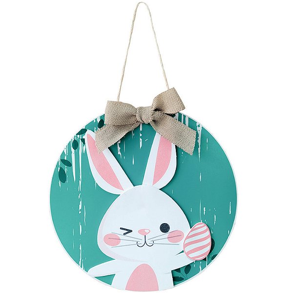 Placa Decorativa em MDF Coelhinho da Páscoa 30cm - 1 Un