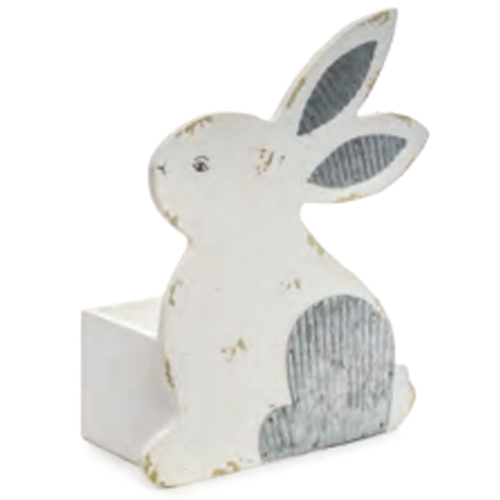 Cachepot Coelho de Madeira Branco P Sweet Rainbow 19x25x11cm - 1 Un