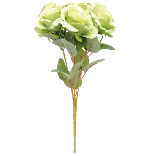 Buquê 7 Rosas Flores Permanentes Verde Claro 41cm - 1 Un