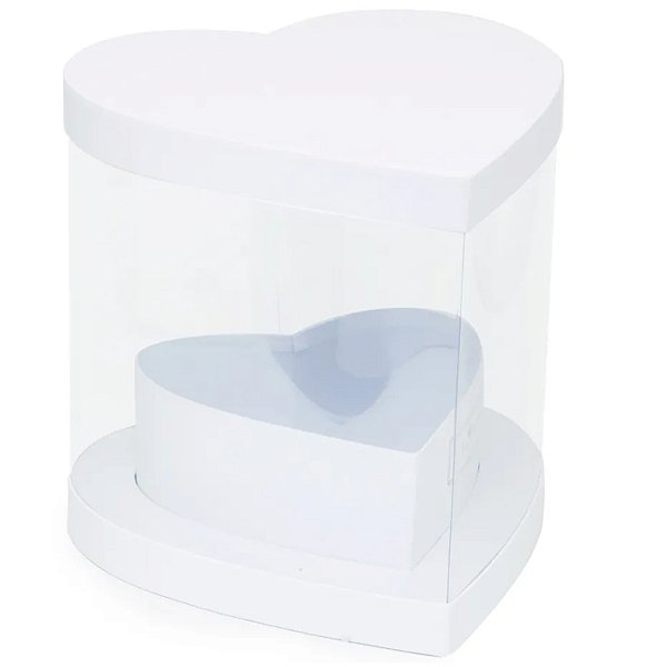 Caixa Coração com Tampa Liso 26x26x25,5cm Branco - 1 Un