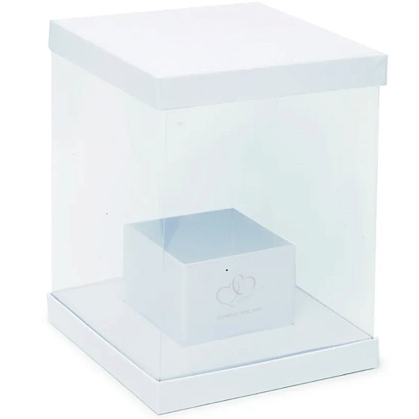 Caixa Quadrada com Tampa Liso 20x20x28cm Branco - 1 Un