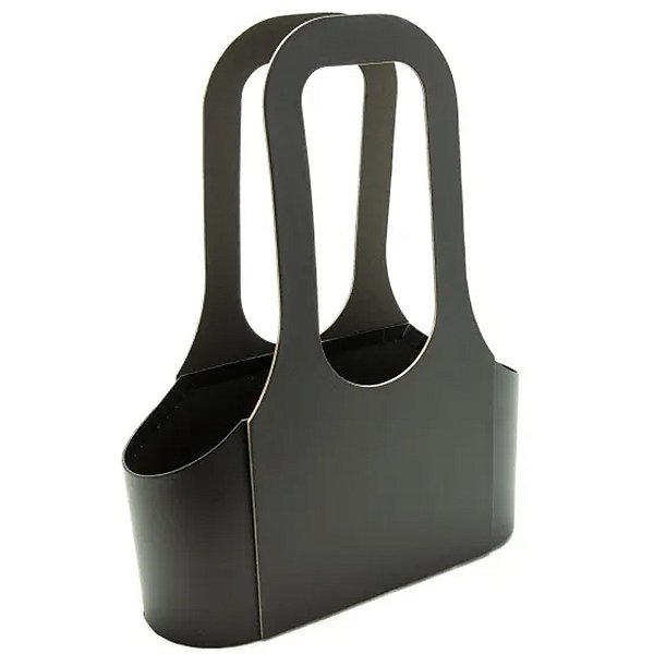 Caixa Sacola de Papel com Alça Liso 26,3x9,5x33,8cm Preto - 1 Un