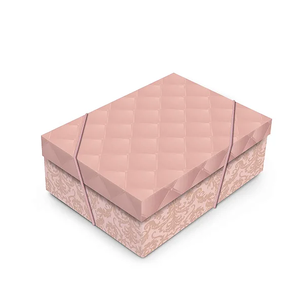 Kit Caixa Retangular com Tampa Luxúria Rosê Gold M 35x25x11cm - 10 Un