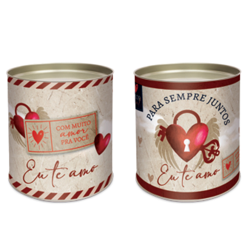 Kit Lata Para Doces Rígida Amor Real Composê 9x11cm - 12 Un
