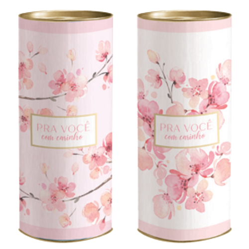 Kit Lata Para Presente Rígida G 10x27cm Blossom Composê - 6 Un