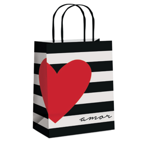 Kit Sacola de Papel Amo Você G 32x26,5x13cm - 10 Un