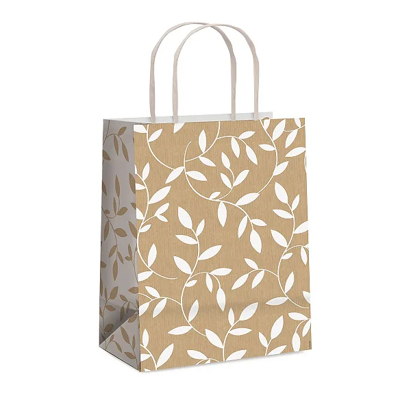 Kit Sacola de Papel Terrazzo Branco M 26x19,5x9,5cm - 10 Un