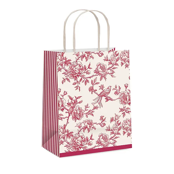 Kit Sacola de Papel Versalhes Vermelho/Marfim GG 39x32x16cm - 10 Un