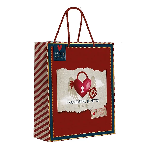 Kit Sacola de Papel Premium Amor Real P 23x19x10cm - 10 Un