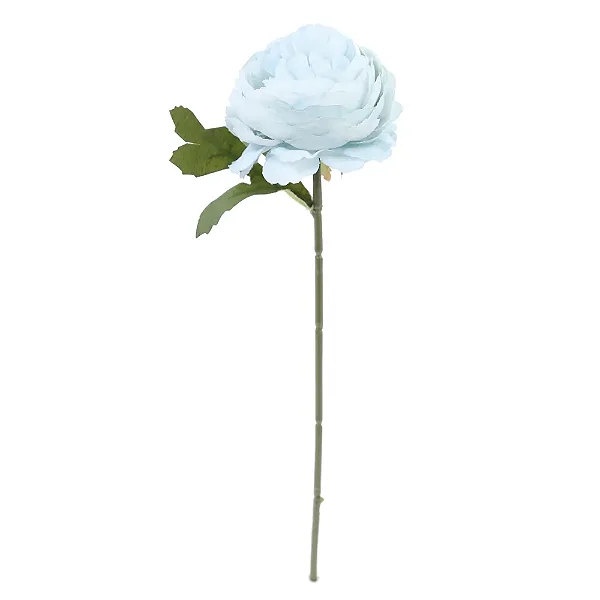 Flores Decorativas Permanentes - Peônia Solitária 30cm Azul/Verde - 6 Hastes
