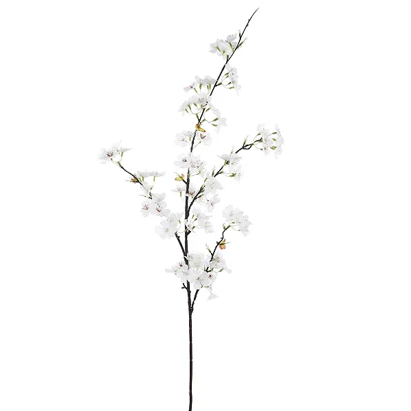 Flores Decorativas Permanentes - Flor de Cerejeira 1,05 Metros Branco - 6 Hastes