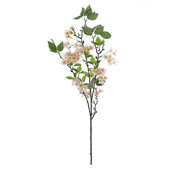 Flores Decorativas Permanentes - Flor de Cerejeira X72 95cm Bege - 6 Hastes
