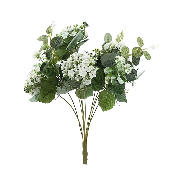 Flores Decorativas Permanentes - Flores X10 45cm Branco - 1 Buquê