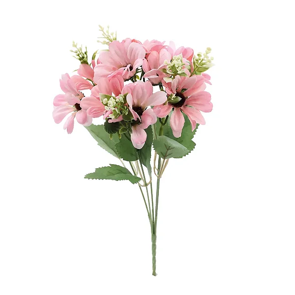 Flores Decorativas Permanentes - Margarida X6 30cm Rosa Claro - 1 Buquê