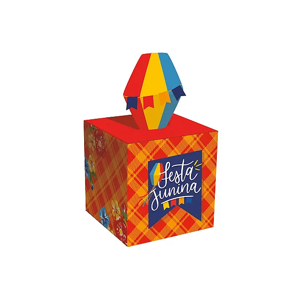 Caixa Pop Up Arraiá Bão Demais 9x9x8,5cm - 10 Un