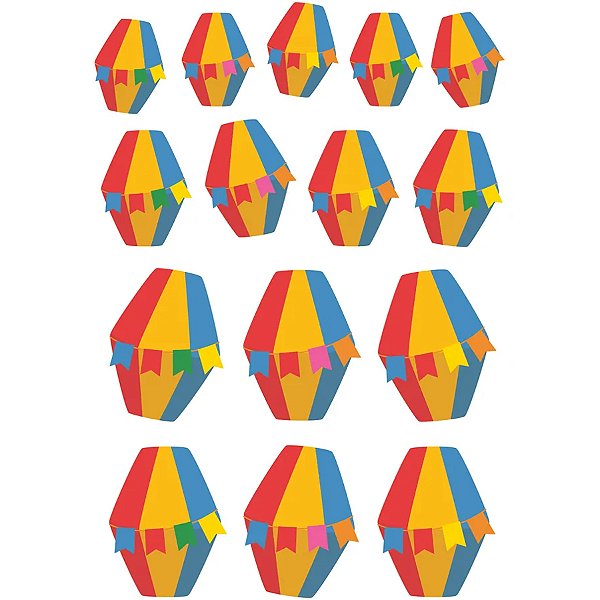 Cartela Adesiva Balão Arraiá Bão Demais 19x28cm - Com 15 Adesivos