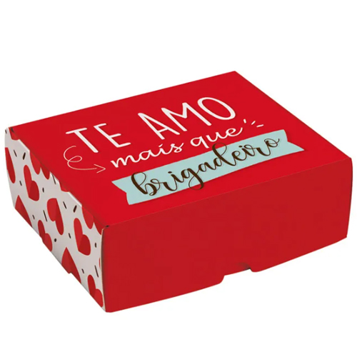 Kit Caixa Para 6 Brigadeiros/Bombons Te Amo 13x10,6x4,5cm - 100 Un