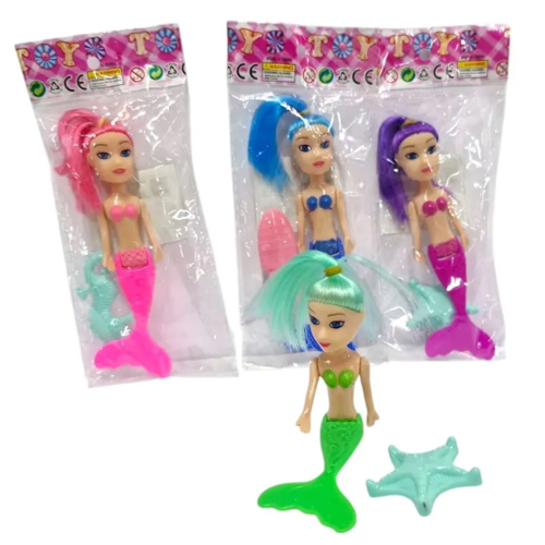 Lembrancinha Infantil - Boneca Sereia de Plástico com Acessório
