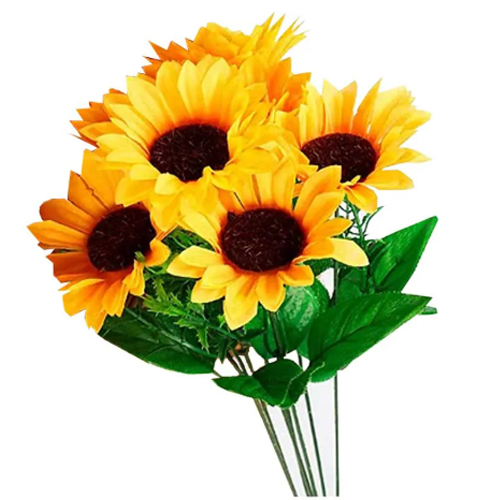 Enfeite Girassol Artificial 30cm - 1 Buquê com 5 Un