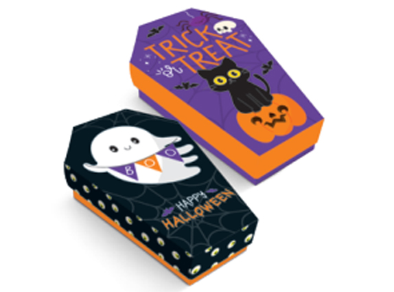Caixa Caixão Composê Boo Halloween 14,5x9,5x2,5cm - 10 Un