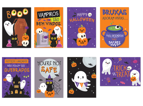 Cartaz Decorativo Boo Halloween 25x35cm - 8 Un