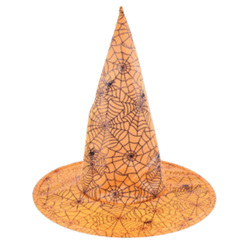 Chapéu Bruxa Teia de Aranha Laranja Halloween - 1 Un