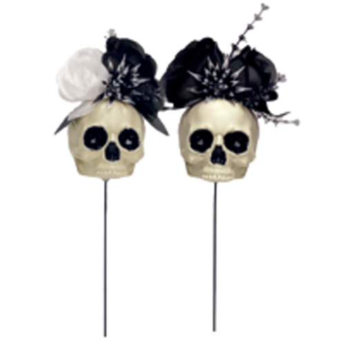 Pick Decorativo Crânio com Flores Sortida 27cm - 1 Un
