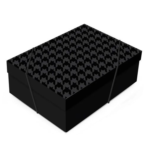 Kit Caixa Retangular com Tampa Relevo Tweed Preto G 46x33x14 - 10 Un
