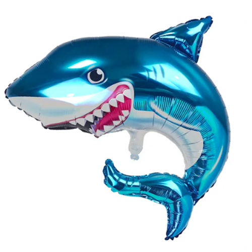 Balão Metalizado com Canudo Tubarão - 1 Un